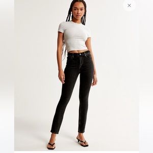 Abercrombie black Curve love skinny highrise cut hem jeans 26 2 Short